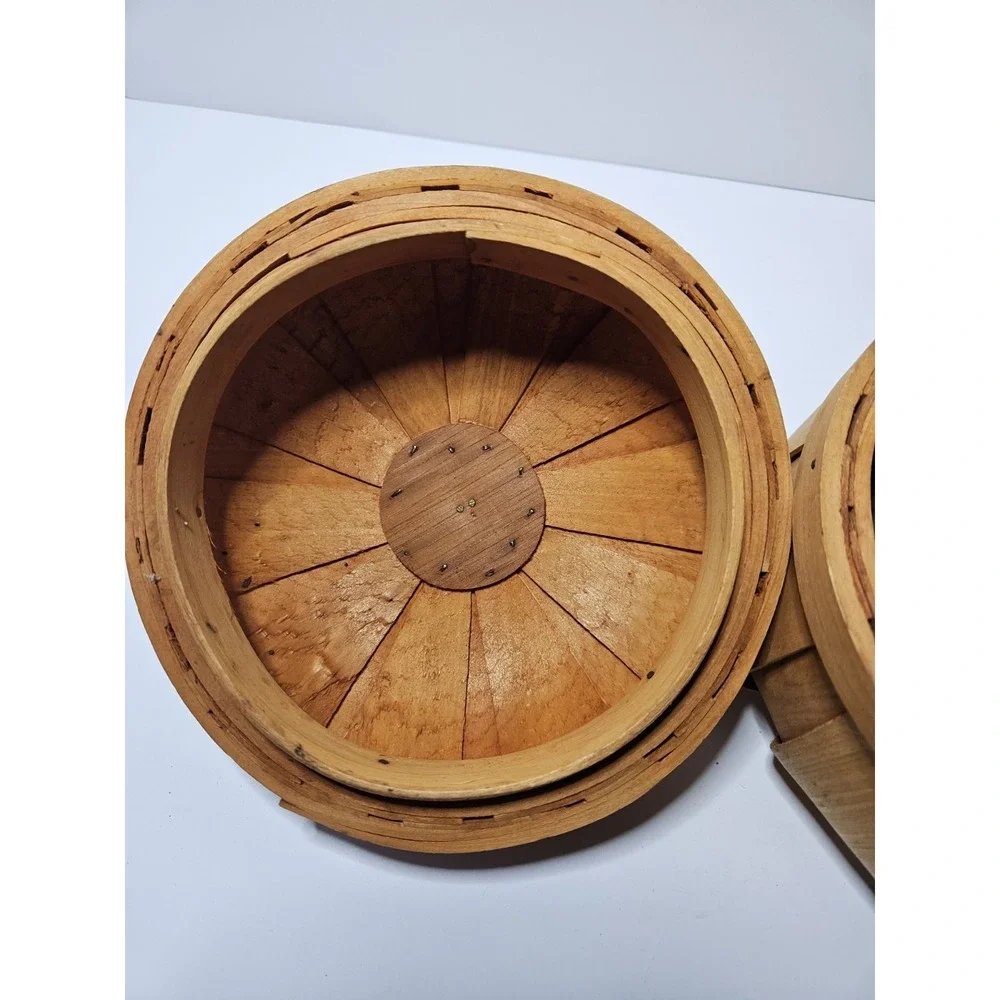 Pumpkin Wooden Bushel Basket with Lid Orange Halloween Fall Decor 6